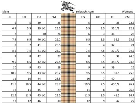 burberry womens shoe chart|burberry 10y size chart.